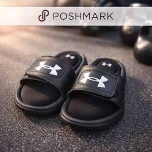 Under Armour 4D Foam Youth Slide Sandals Black White Size 11